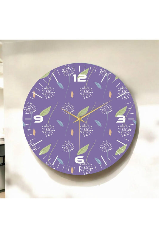 Renkli Baskı Yaprak Desenli Sayılı Hediyelik Ahşap Sessiz Tablo Duvar Saati