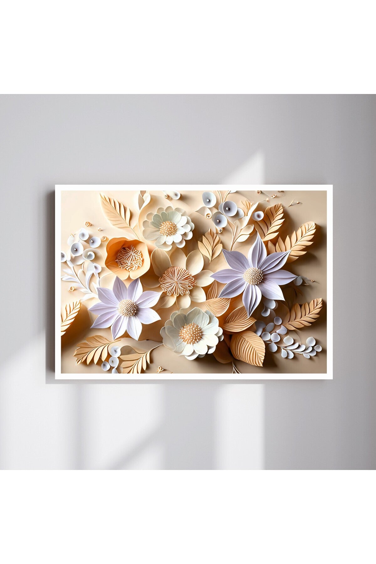 Çiçek Büyük Boy Renkli Solmaz Kaliteli Baskı Çerçeve Görünümlü MDF Tablo 70x50cm 81