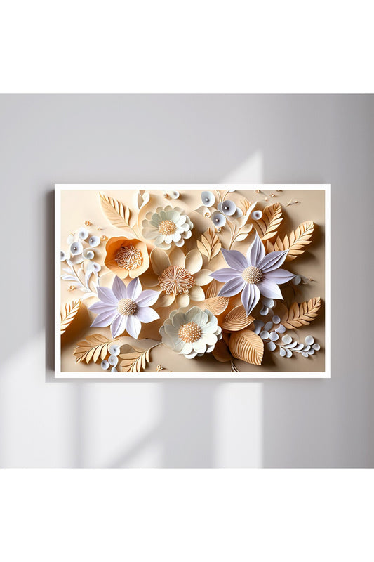 Çiçek Büyük Boy Renkli Solmaz Kaliteli Baskı Çerçeve Görünümlü MDF Tablo 70x50cm 81