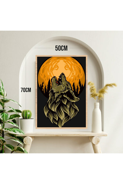 Kurt Hayvan Büyük Boy Renkli Solmaz Kaliteli Baskı Çerçeve Görünümlü MDF Tablo 70x50cm 241