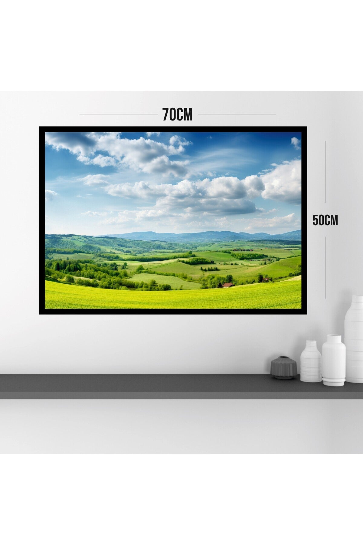 Doğa Manzara Büyük Boy Renkli Solmaz Kaliteli Baskı Çerçeve Görünümlü MDF Tablo 70x50cm 34