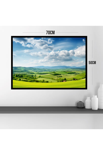 Doğa Manzara Büyük Boy Renkli Solmaz Kaliteli Baskı Çerçeve Görünümlü MDF Tablo 70x50cm 34