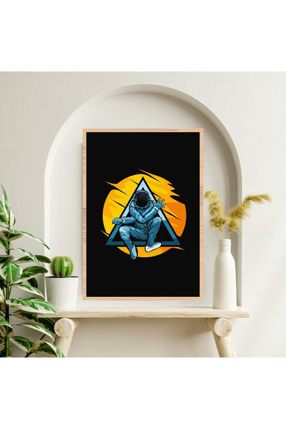 Uzay Astronot Büyük Boy Renkli Solmaz Kaliteli Baskı Çerçeve Görünümlü MDF Tablo 70x50cm 262