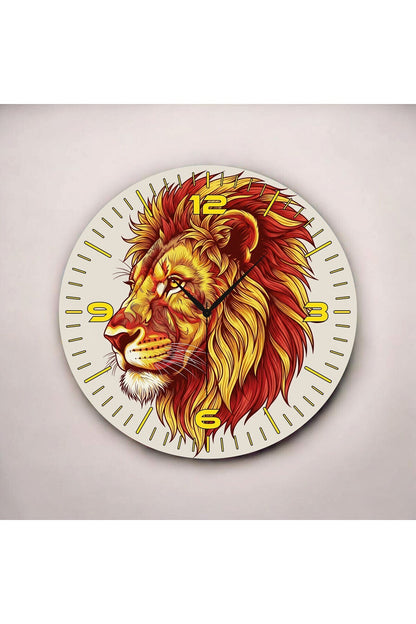 Renkli Baskı Aslan Hayvan Desenli Sayılı Hediyelik Ahşap Sessiz Tablo Duvar Saati