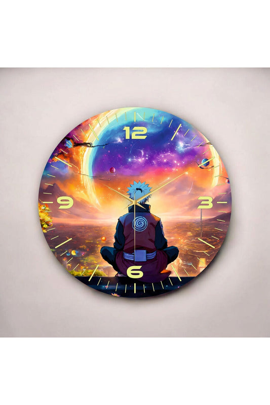 Renkli Baskı Desenli Sayılı Hediyelik Ahşap Sessiz Tablo Duvar Saati