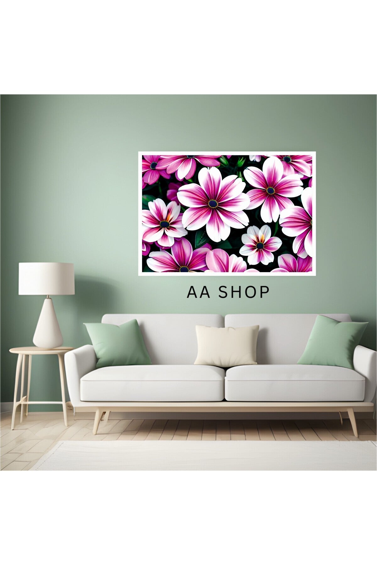 Çiçek Büyük Boy Renkli Solmaz Kaliteli Baskı Çerçeve Görünümlü MDF Tablo 70x50cm 144