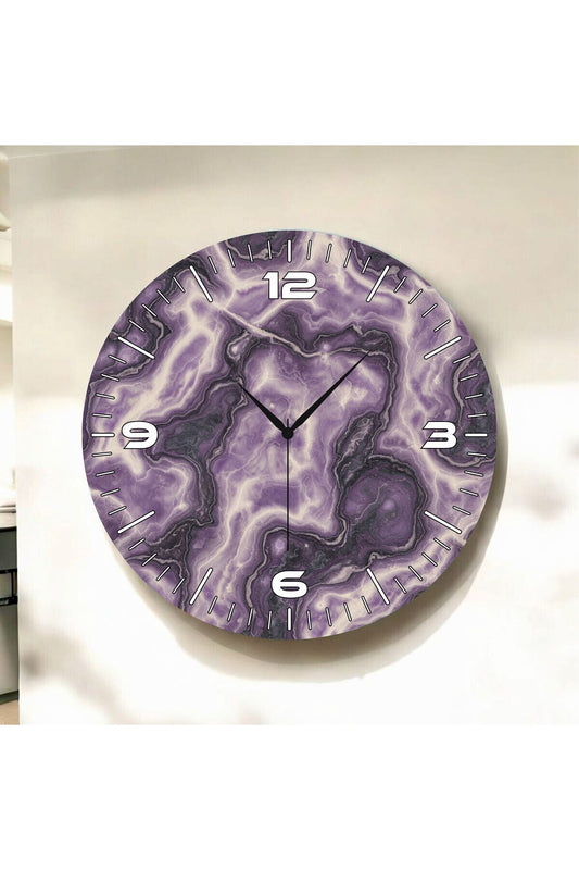 Renkli Baskı Desenli Sayılı Hediyelik Ahşap Sessiz Tablo Duvar Saati