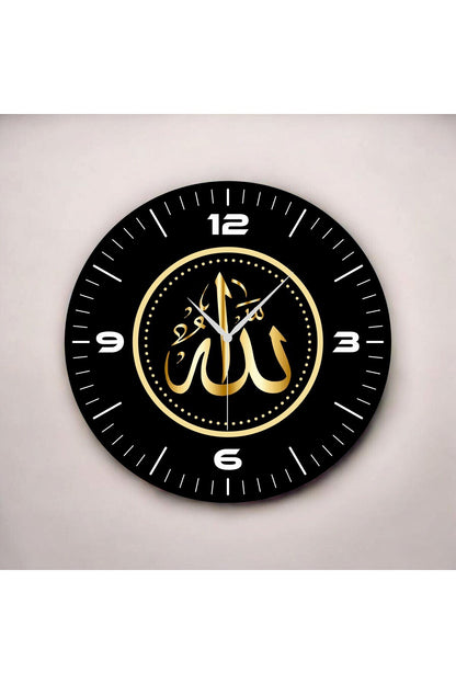 Renkli Baskı Dini Desenli Sayılı Hediyelik Ahşap Sessiz Tablo Duvar Saati