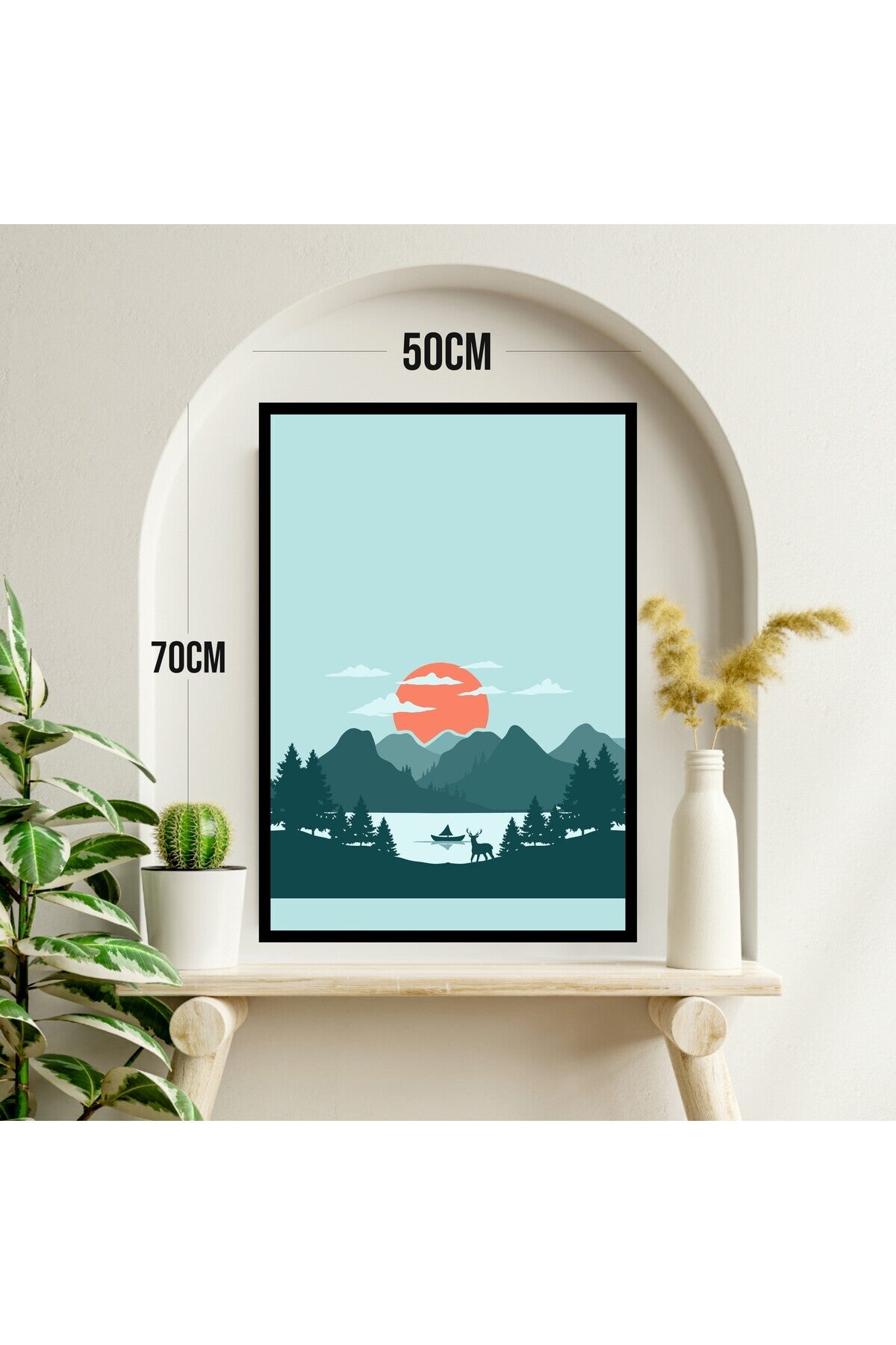 Doğa Manzara Büyük Boy Renkli Solmaz Kaliteli Baskı Çerçeve Görünümlü MDF Tablo 70x50cm 88