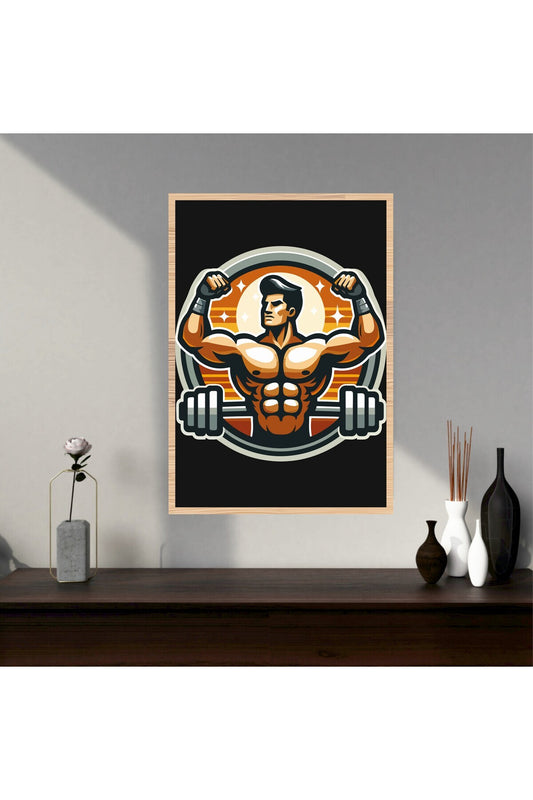 Fitness Spor Büyük Boy Renkli Solmaz Kaliteli Baskı Çerçeve Görünümlü MDF Tablo 70x50cm 232