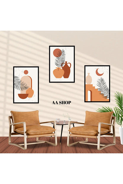 3 Parça Renkli Solmaz Kaliteli Baskı Çerçeve Görünümlü MDF Tablo Set 28