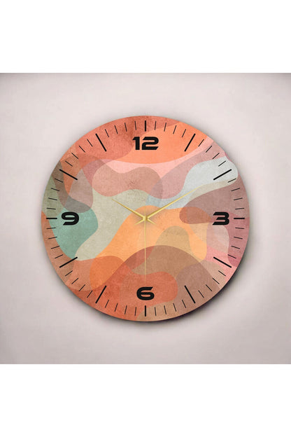 Renkli Baskı Desenli Sayılı Hediyelik Ahşap Sessiz Tablo Duvar Saati