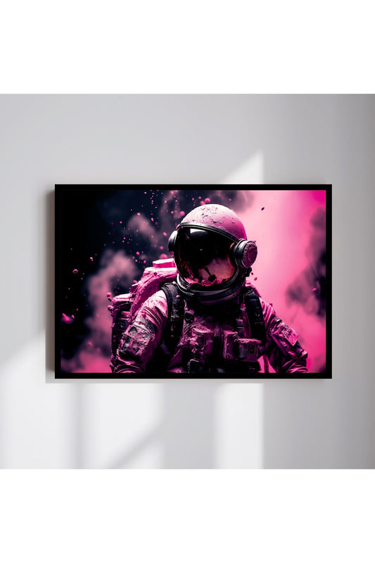 Uzay Astronot Büyük Boy Renkli Solmaz Kaliteli Baskı Çerçeve Görünümlü MDF Tablo 70x50cm 134