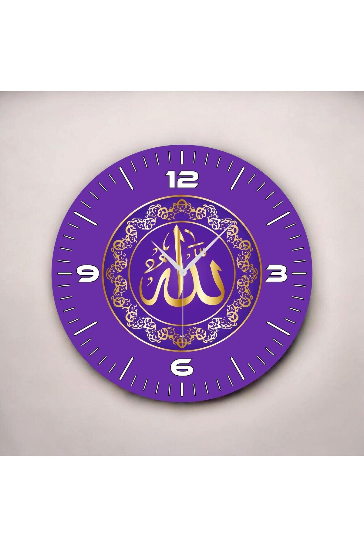 Renkli Baskı Dini Desenli Sayılı Hediyelik Ahşap Sessiz Tablo Duvar Saati