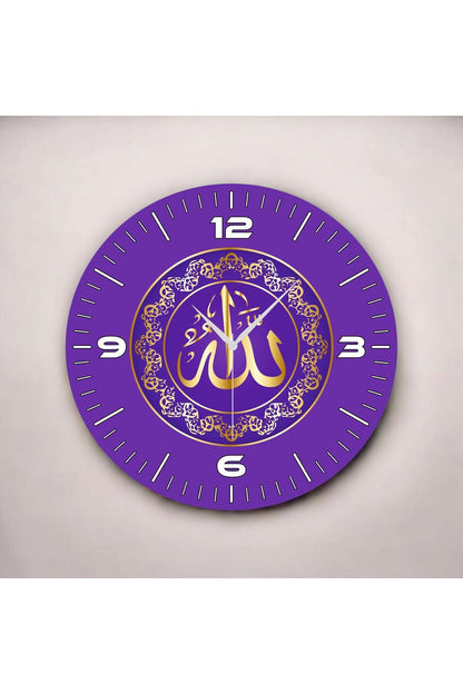Renkli Baskı Dini Desenli Sayılı Hediyelik Ahşap Sessiz Tablo Duvar Saati