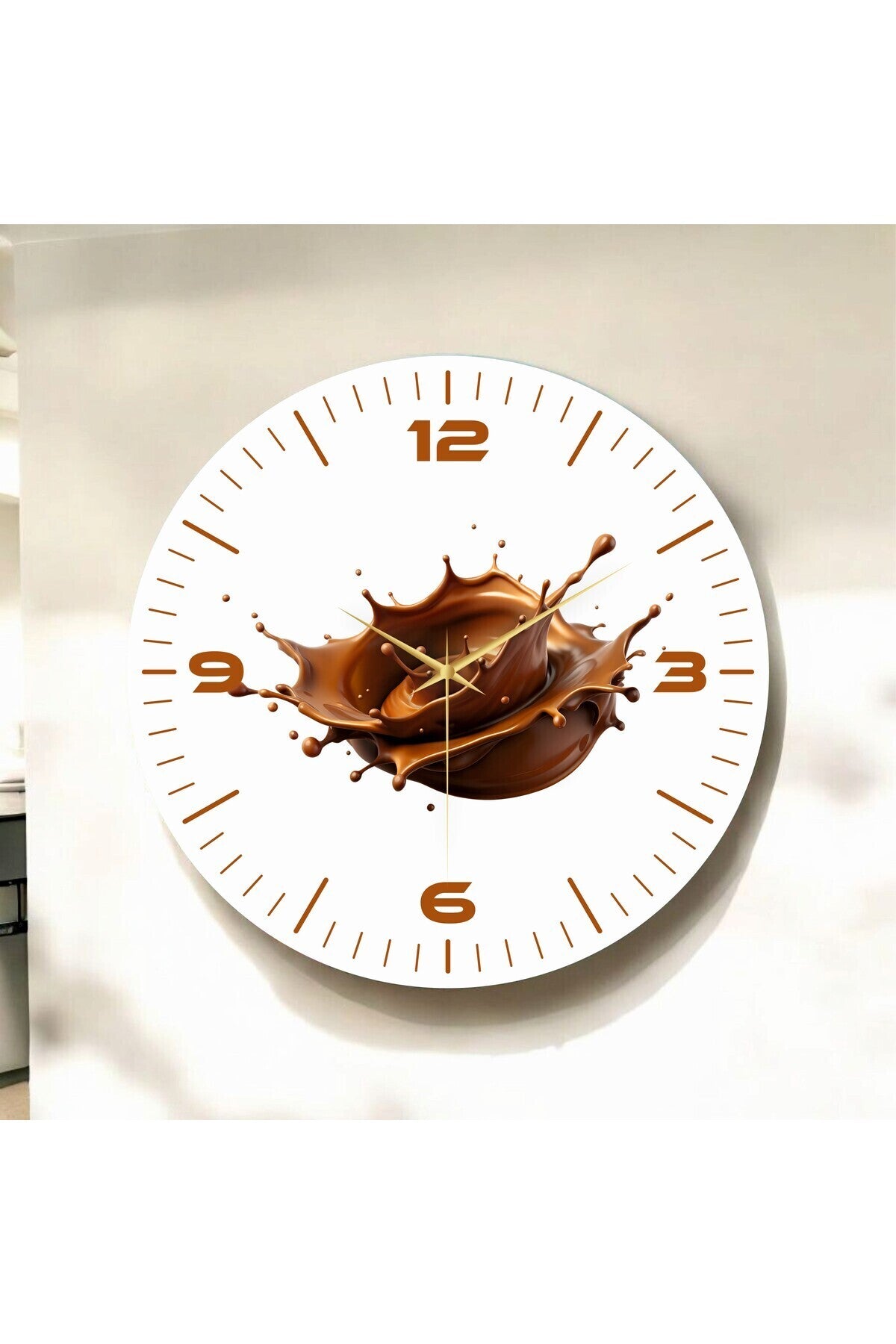 Renkli Baskı Çikolata Desenli Sayılı Hediyelik Ahşap Sessiz Tablo Duvar Saati