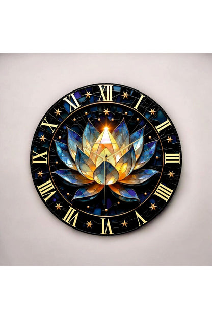 Renkli Baskı Desenli Roma Rakam Hediyelik Ahşap Sessiz Tablo Duvar Saati