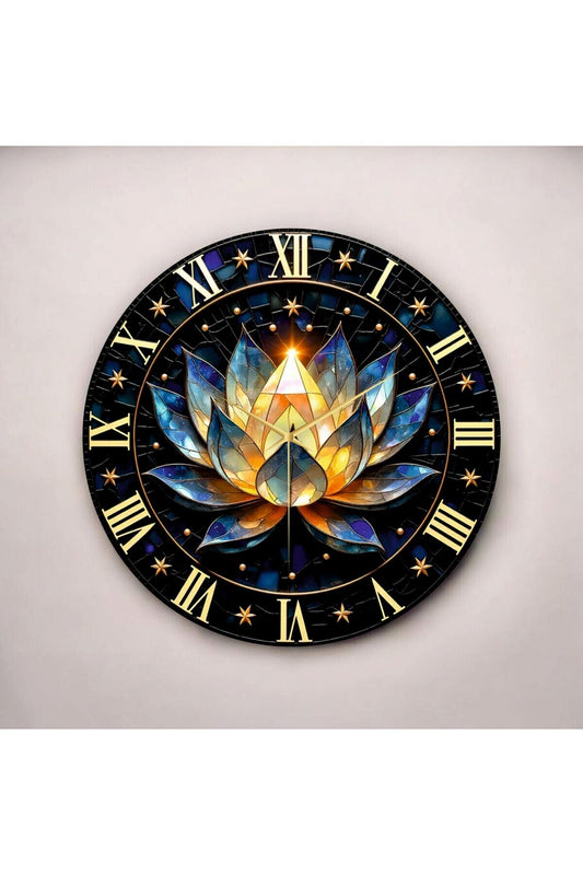 Renkli Baskı Desenli Roma Rakam Hediyelik Ahşap Sessiz Tablo Duvar Saati