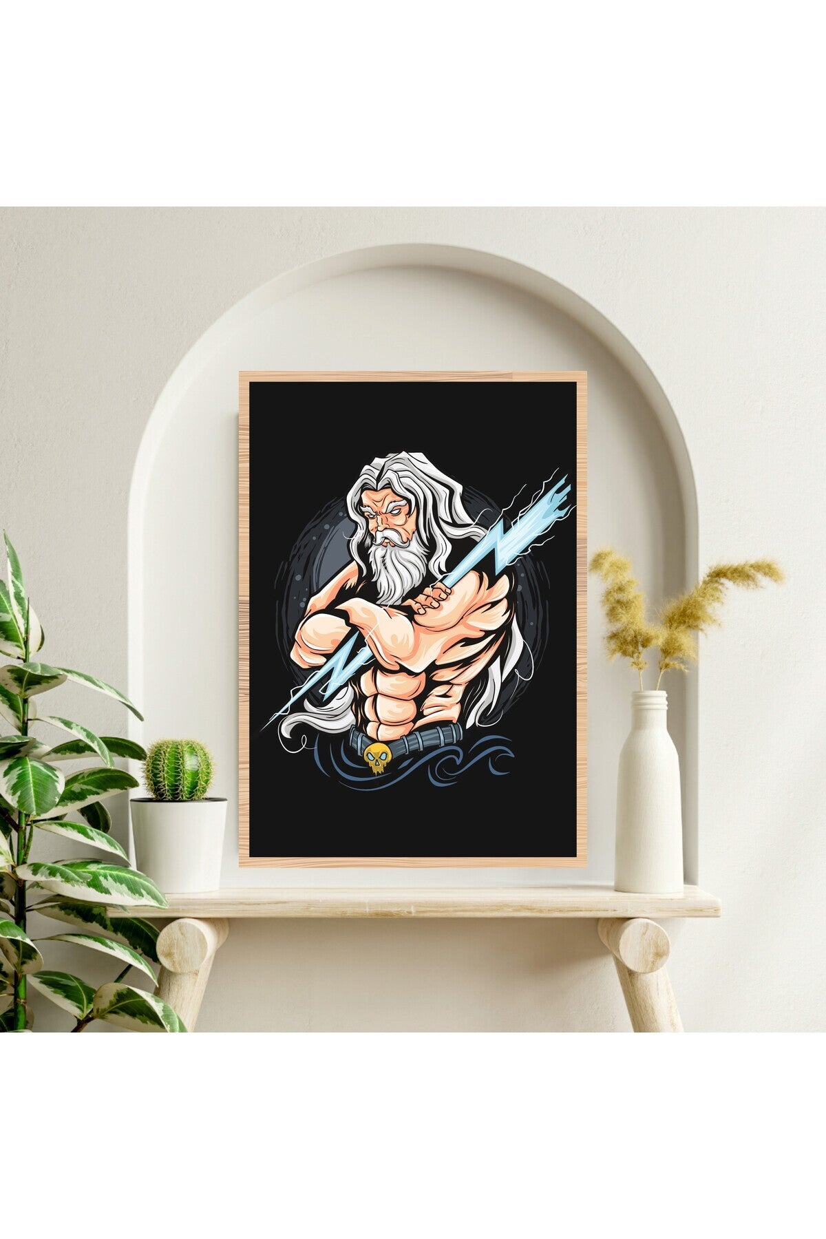 Zeus Büyük Boy Renkli Solmaz Dede Baskı Çerçeve Görünümlü MDF Tablo 70x50cm 194