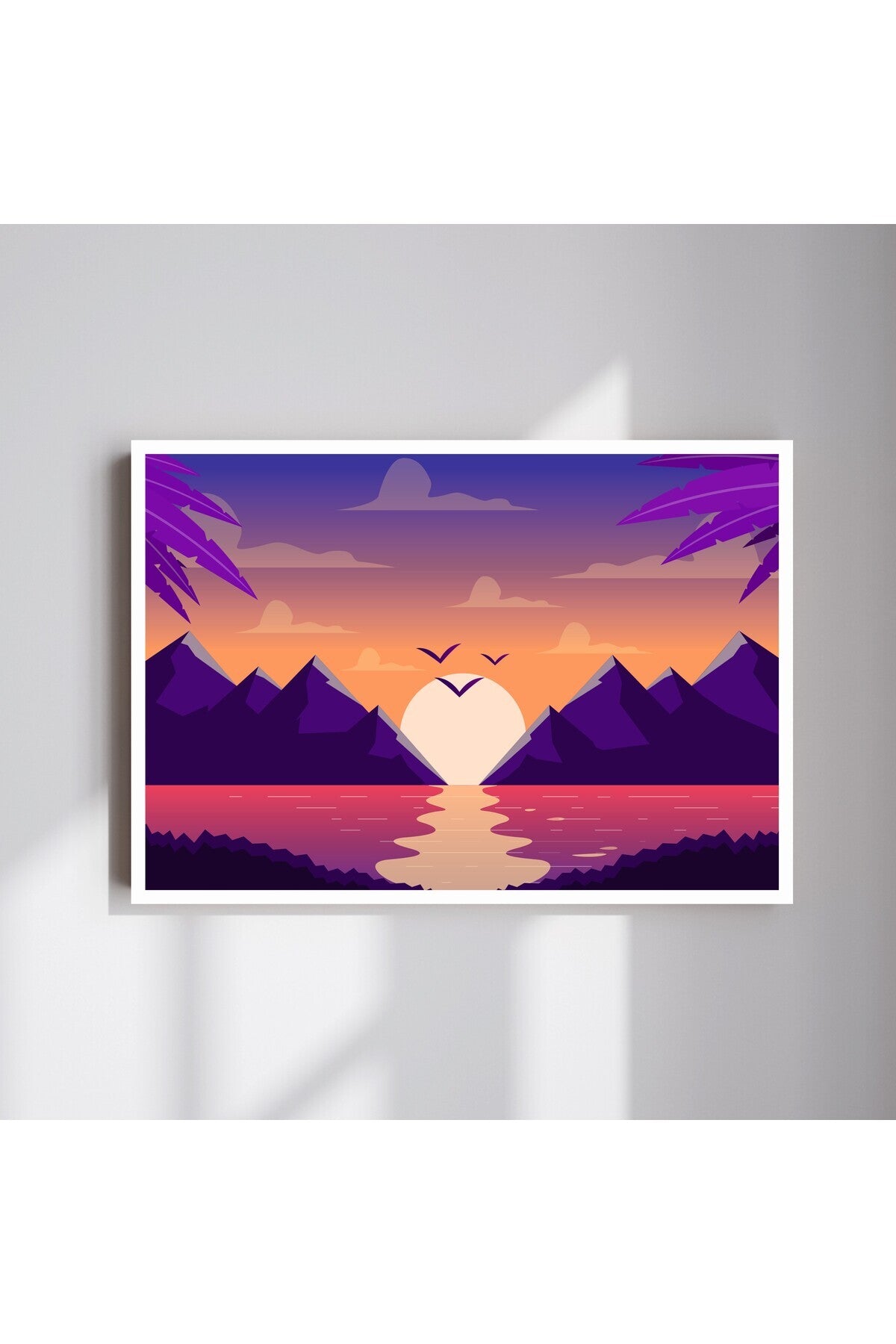 Doğa Manzara Büyük Boy Renkli Solmaz Kaliteli Baskı Çerçeve Görünümlü MDF Tablo 70x50cm 113