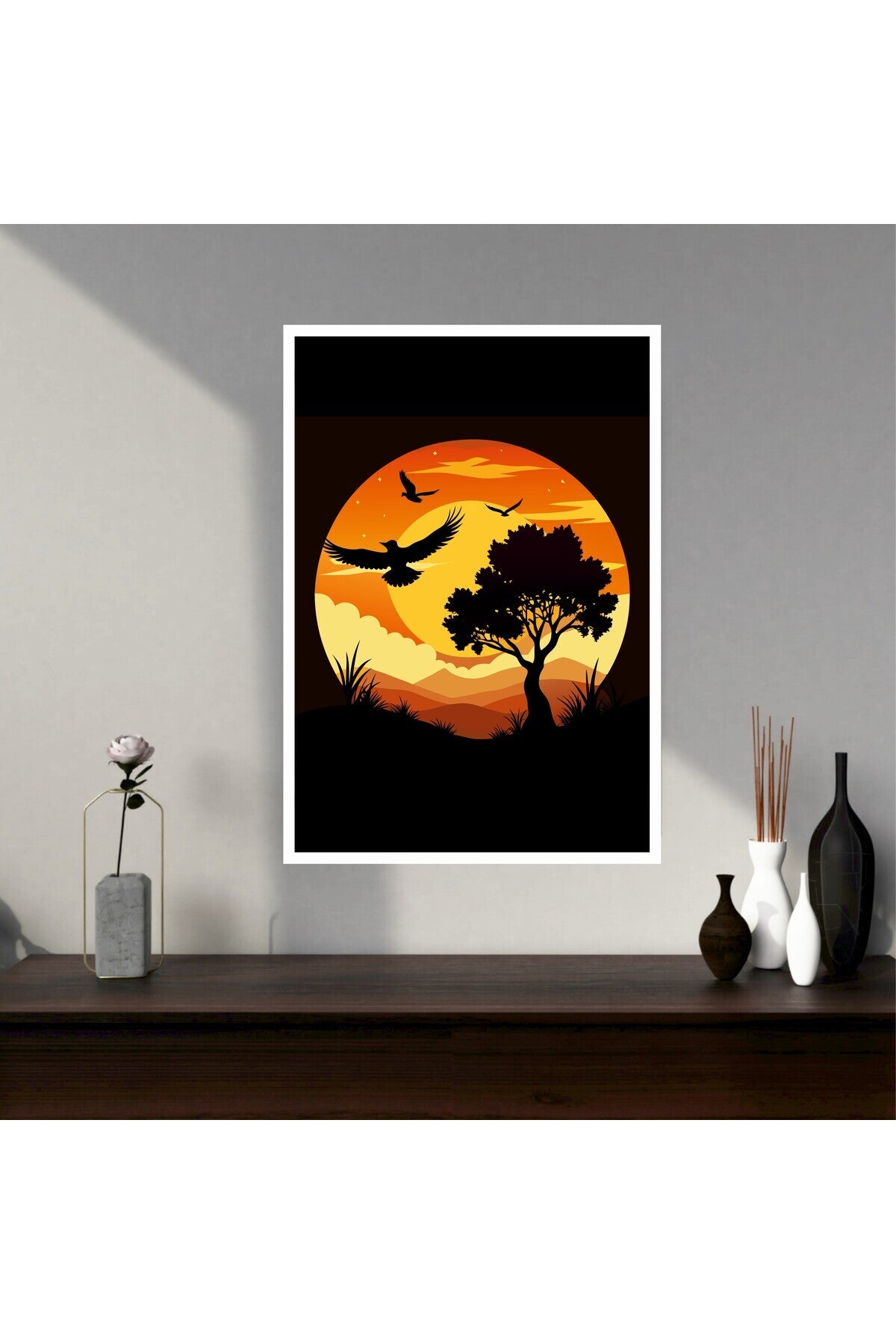 Doğa Manzara Büyük Boy Renkli Solmaz Kaliteli Baskı Çerçeve Görünümlü MDF Tablo 70x50cm 27