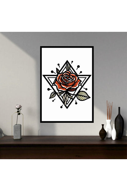 Çiçek Büyük Boy Renkli Solmaz Kaliteli Baskı Çerçeve Görünümlü MDF Tablo 70x50cm 256