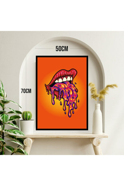 Büyük Boy Turuncu Renkli Solmaz Kaliteli Baskı Çerçeve Görünümlü MDF Tablo 70x50cm 258