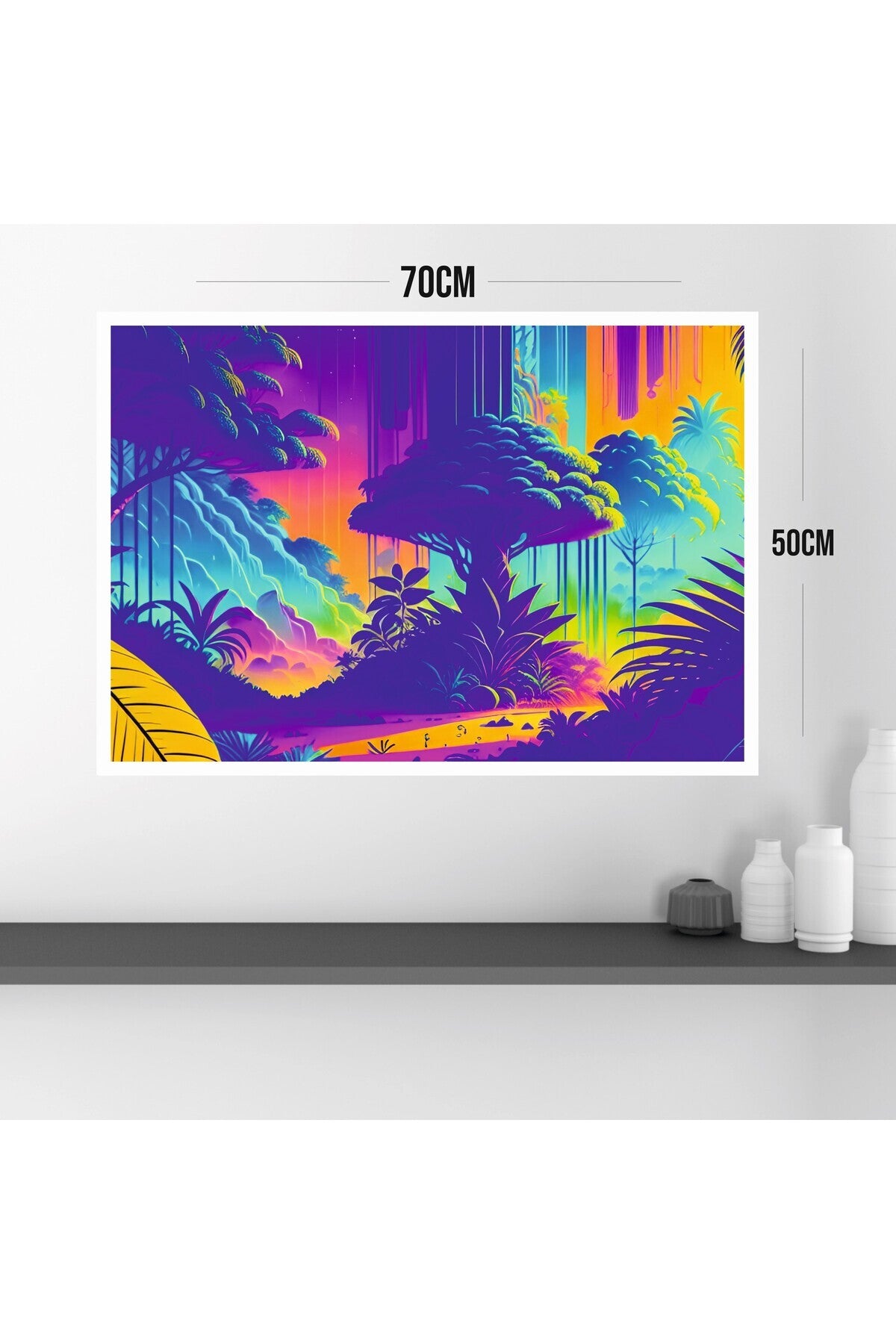 Doğa Manzara Büyük Boy Renkli Solmaz Kaliteli Baskı Çerçeve Görünümlü MDF Tablo 70x50cm 127