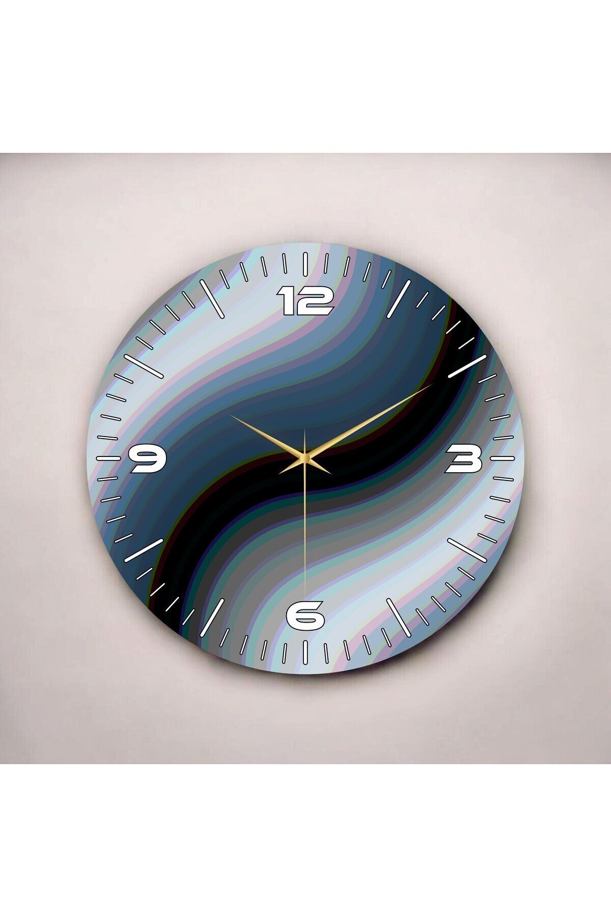 Renkli Baskı Desenli Sayılı Hediyelik Ahşap Sessiz Tablo Duvar Saati