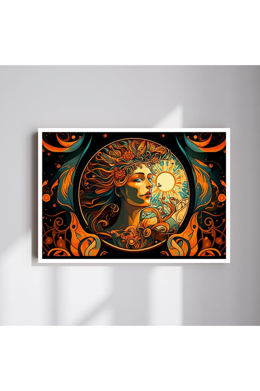 Kadın Çiçek Büyük Boy Renkli Solmaz Kaliteli Baskı Çerçeve Görünümlü MDF Tablo 70x50cm 161