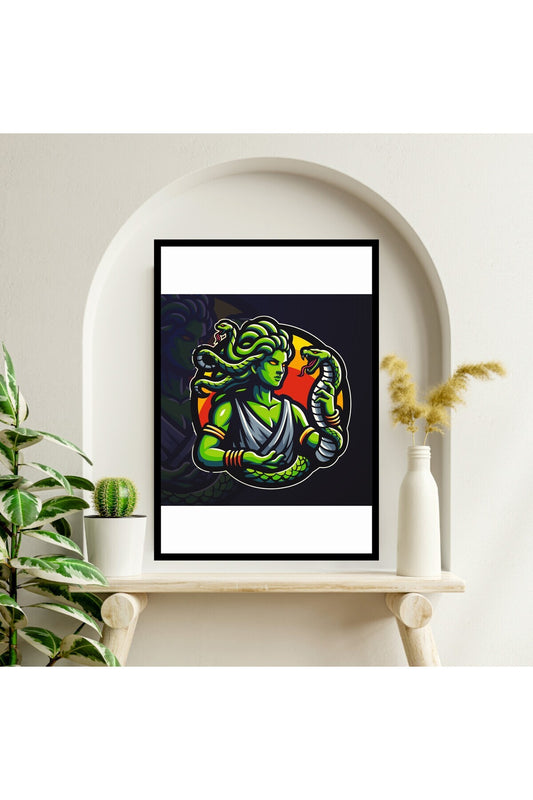 Medusa Büyük Boy Renkli Solmaz Kaliteli Baskı Çerçeve Görünümlü MDF Tablo 70x50cm 247