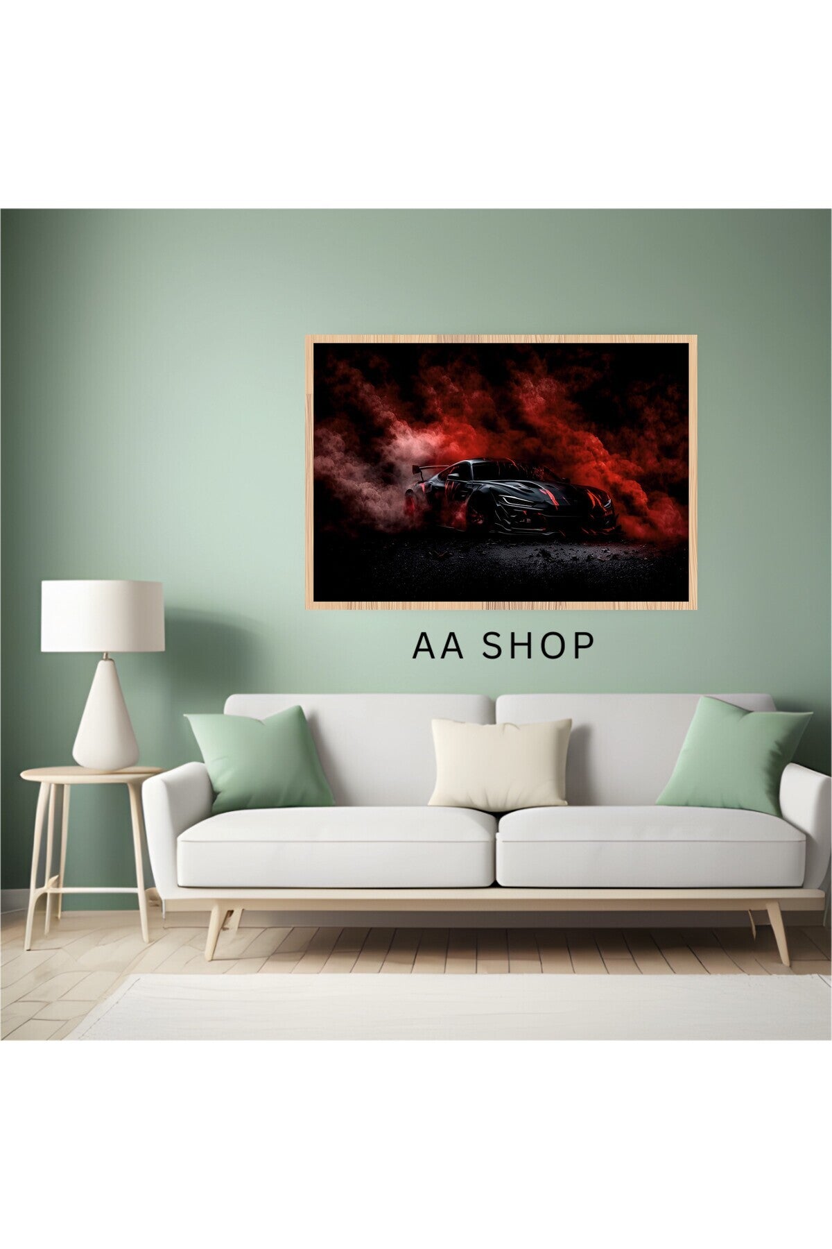 Araba Büyük Boy Renkli Solmaz Kaliteli Baskı Çerçeve Görünümlü MDF Tablo 70x50cm 148