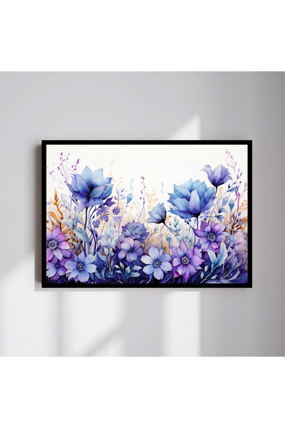 Çiçek Doğa Büyük Boy Renkli Solmaz Kaliteli Baskı Çerçeve Görünümlü MDF Tablo 70x50cm 26