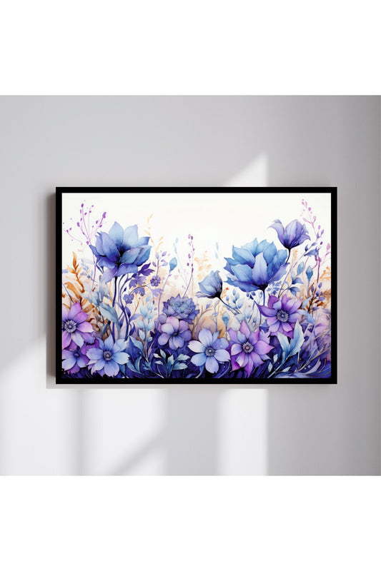 Çiçek Doğa Büyük Boy Renkli Solmaz Kaliteli Baskı Çerçeve Görünümlü MDF Tablo 70x50cm 26