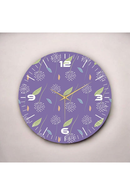Renkli Baskı Yaprak Desenli Sayılı Hediyelik Ahşap Sessiz Tablo Duvar Saati