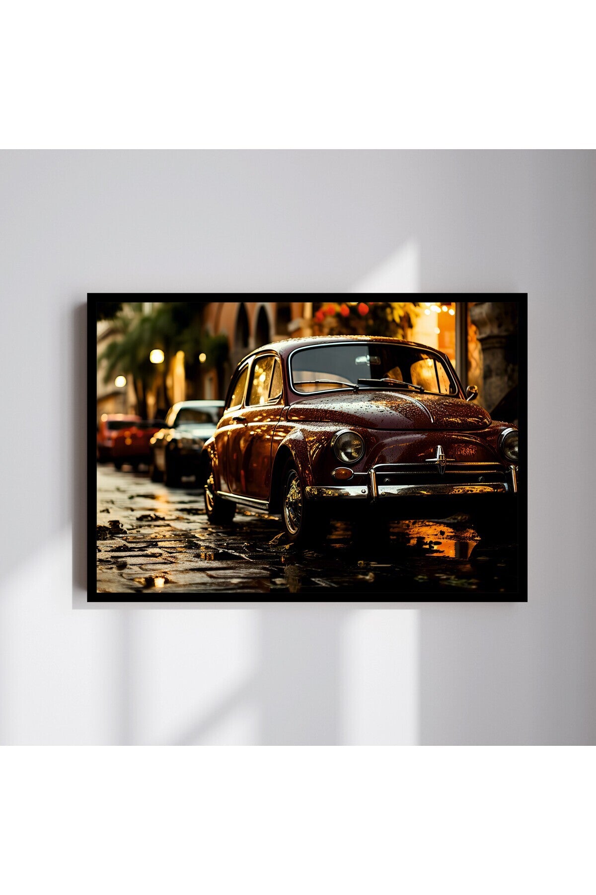 Vosvos Araba Büyük Boy Renkli Solmaz Kaliteli Baskı Çerçeve Görünümlü MDF Tablo 70x50cm 154
