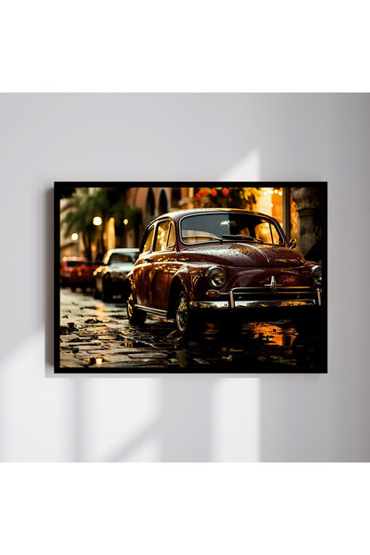 Vosvos Araba Büyük Boy Renkli Solmaz Kaliteli Baskı Çerçeve Görünümlü MDF Tablo 70x50cm 154