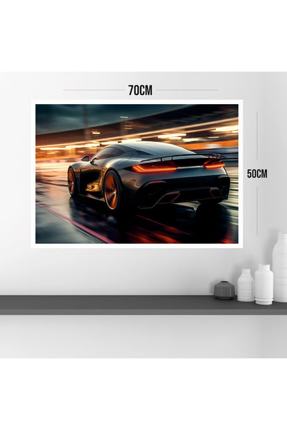 Araba Büyük Boy Renkli Solmaz Kaliteli Baskı Çerçeve Görünümlü MDF Tablo 70x50cm 170