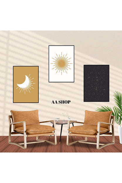 3 Parça Renkli Solmaz Kaliteli Baskı Çerçeve Görünümlü MDF Tablo Set 96