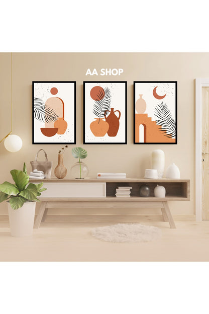 3 Parça Renkli Solmaz Kaliteli Baskı Çerçeve Görünümlü MDF Tablo Set 28