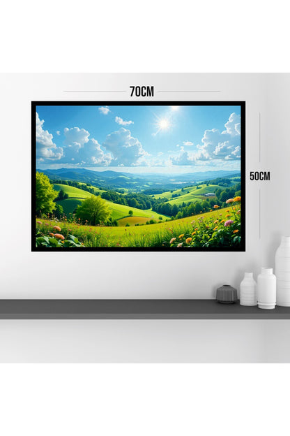 Doğa Manzara Büyük Boy Renkli Solmaz Kaliteli Baskı Çerçeve Görünümlü MDF Tablo 70x50cm 25