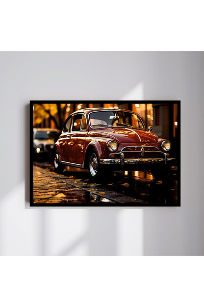 Araba Vosvos Büyük Boy Renkli Solmaz Kaliteli Baskı Çerçeve Görünümlü MDF Tablo 70x50cm 155