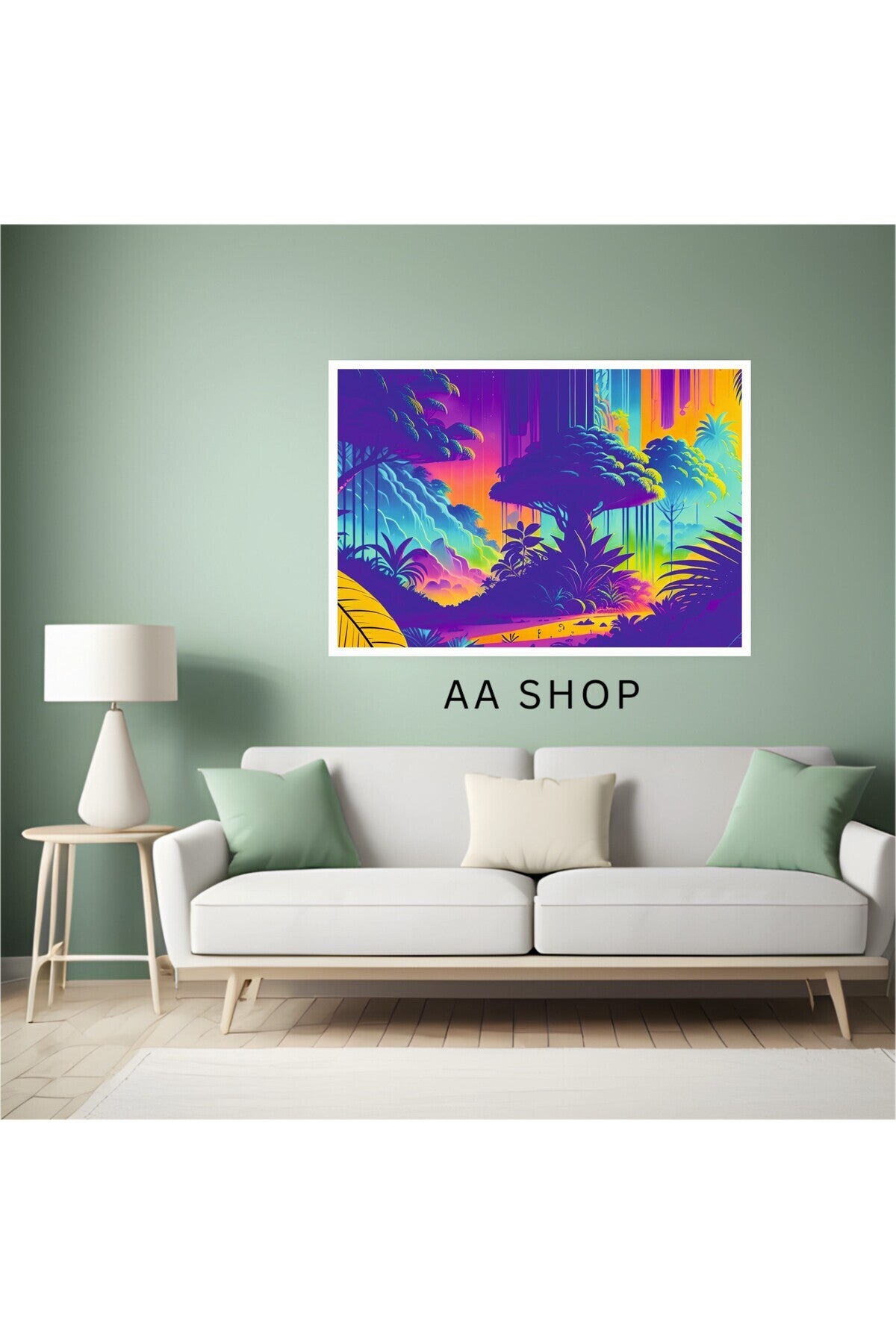 Doğa Manzara Büyük Boy Renkli Solmaz Kaliteli Baskı Çerçeve Görünümlü MDF Tablo 70x50cm 127