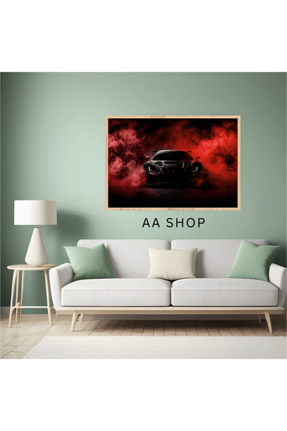 Araba Büyük Boy Renkli Solmaz Kaliteli Baskı Çerçeve Görünümlü MDF Tablo 70x50cm 149