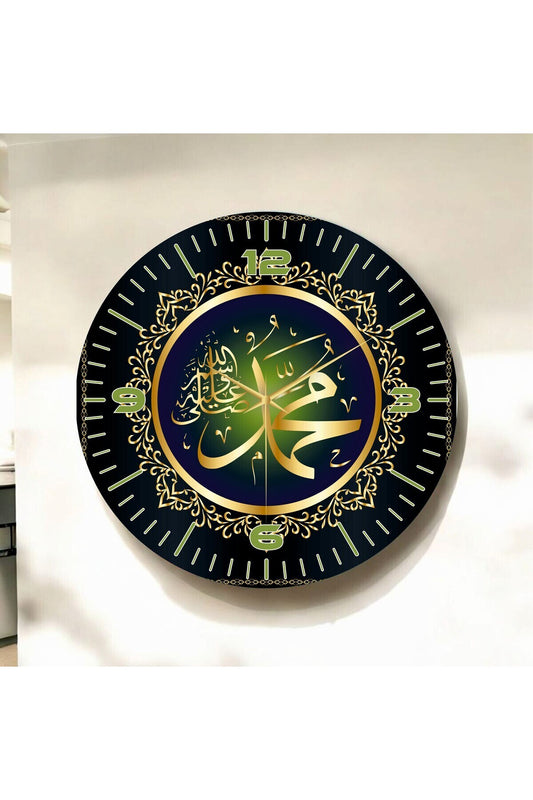 Renkli Baskı Dini Desenli Sayılı Hediyelik Ahşap Sessiz Tablo Duvar Saati