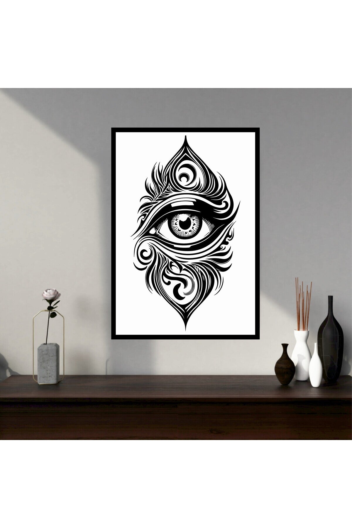 Göz Büyük Boy Renkli Solmaz Kaliteli Baskı Çerçeve Görünümlü MDF Tablo 70x50cm 242