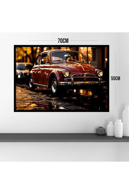 Araba Vosvos Büyük Boy Renkli Solmaz Kaliteli Baskı Çerçeve Görünümlü MDF Tablo 70x50cm 155