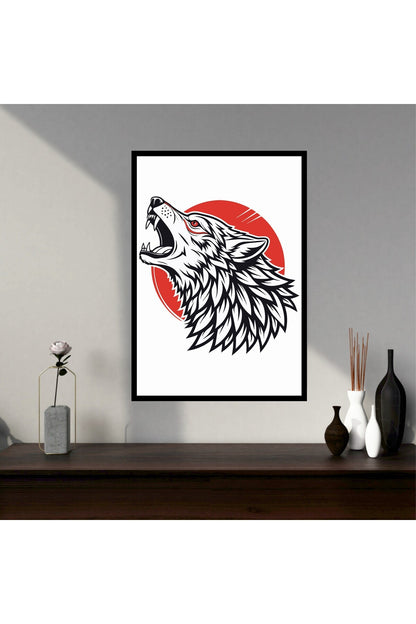 Kurt Hayvan Büyük Boy Renkli Solmaz Kaliteli Baskı Çerçeve Görünümlü MDF Tablo 70x50cm 118