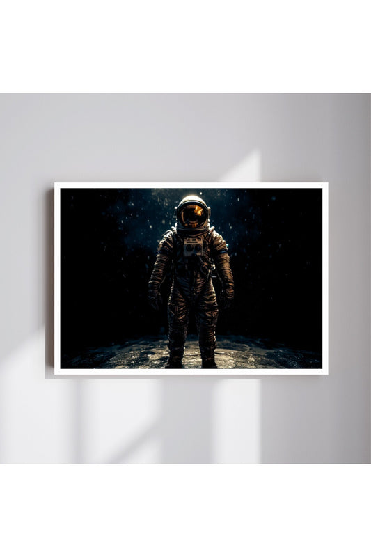 Astronot Uzay Büyük Boy Renkli Solmaz Kaliteli Baskı Çerçeve Görünümlü MDF Tablo 70x50cm 49