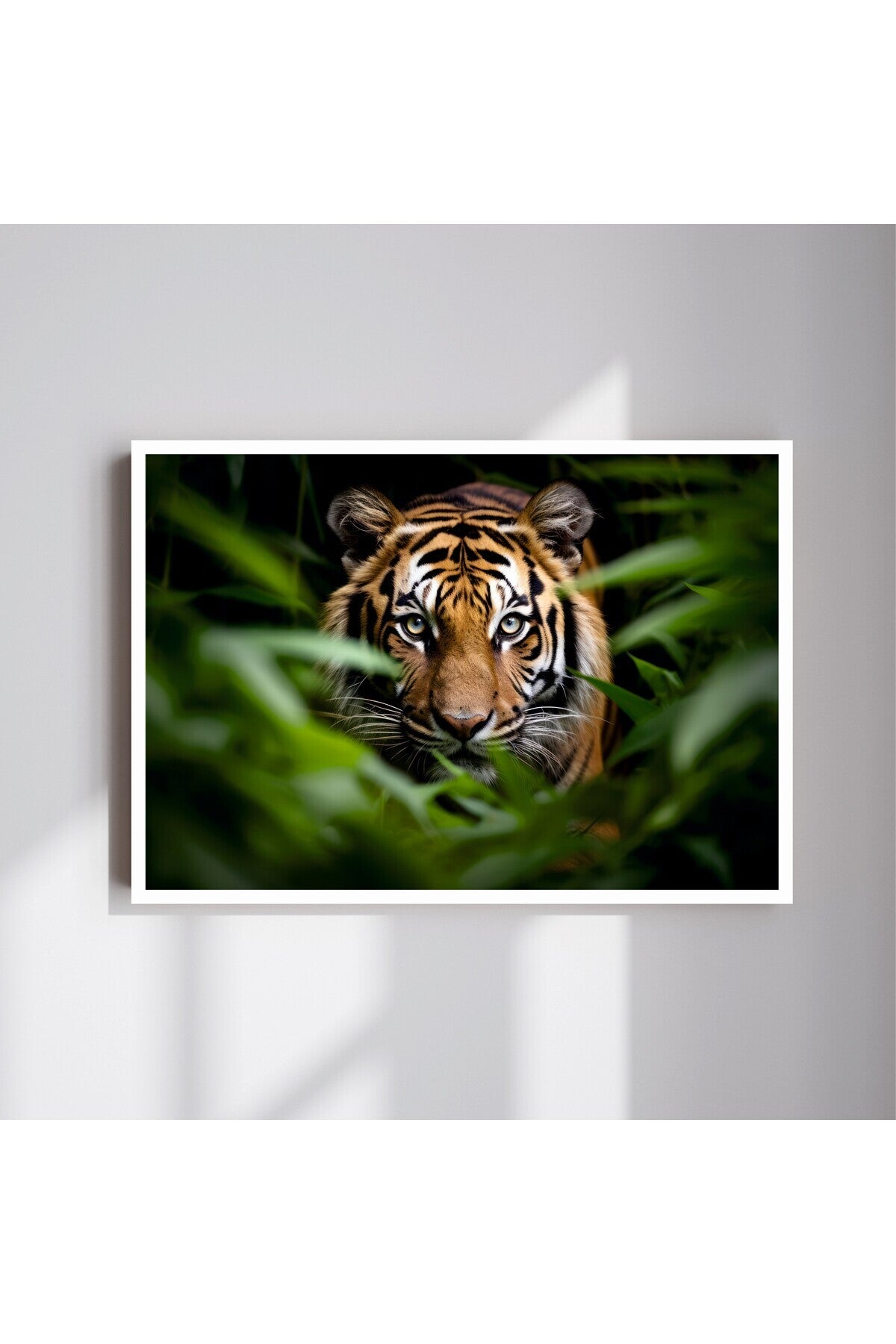 Kaplan Hayvan Doğa Büyük Boy Renkli Solmaz Kaliteli Baskı Çerçeve Görünümlü MDF Tablo 70x50cm 36